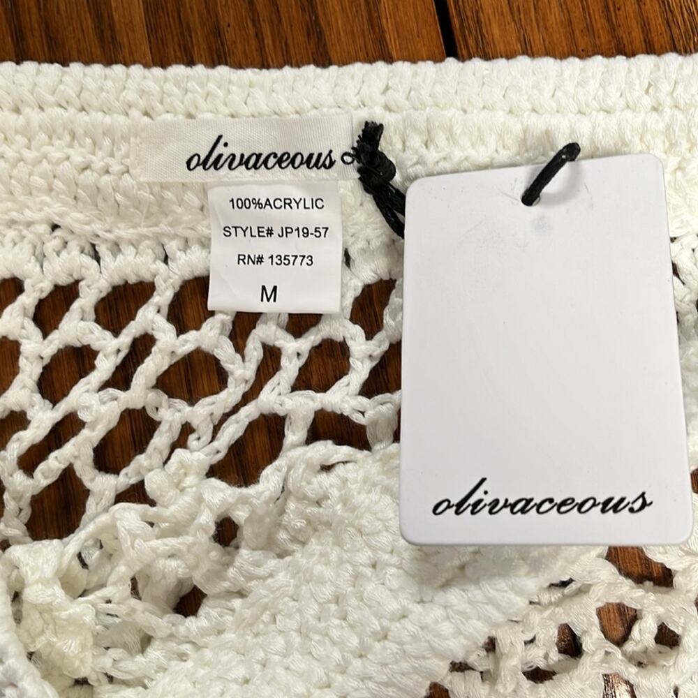 Olivaceous Womens Shorts Crocheted White Medium Swim Suit Cover-Up Layer - Picture 5 of 6